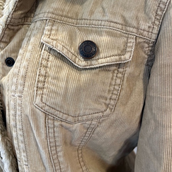 Abercrombie & Fitch Vintage Corduroy Sherpa Quilt Lined Snap Closure Coat Large - Picture 6 of 11
